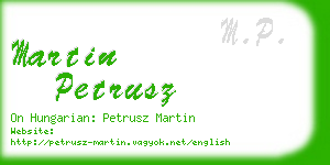 martin petrusz business card